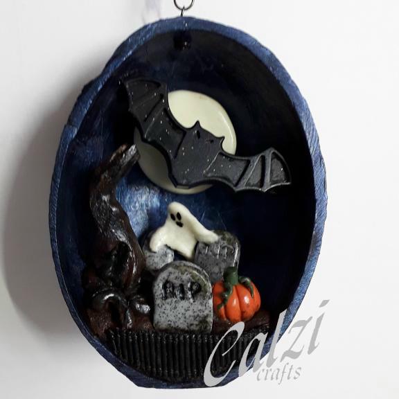 Halloween Bat & Graveyard Diorama