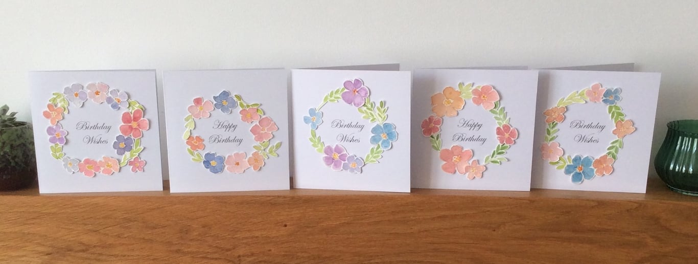 Floral Design Birthday Cards (Pack of 5) Bundle 2