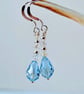 Aquamarine Swarovski Crystal Teardrop And Sterling Silver Earrings. - Image 2