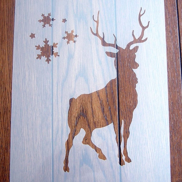 Rudolph the Reindeer Stencil Reusable PP Sheet for Arts & Crafts, DIY