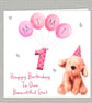 Puppy Dog Birthday Card handmade 148mm square