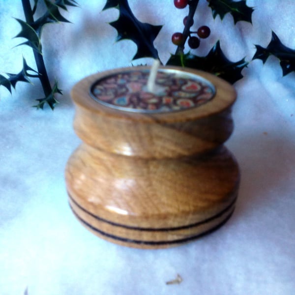 OAK TEA LIGHT CANDLE HOLDER