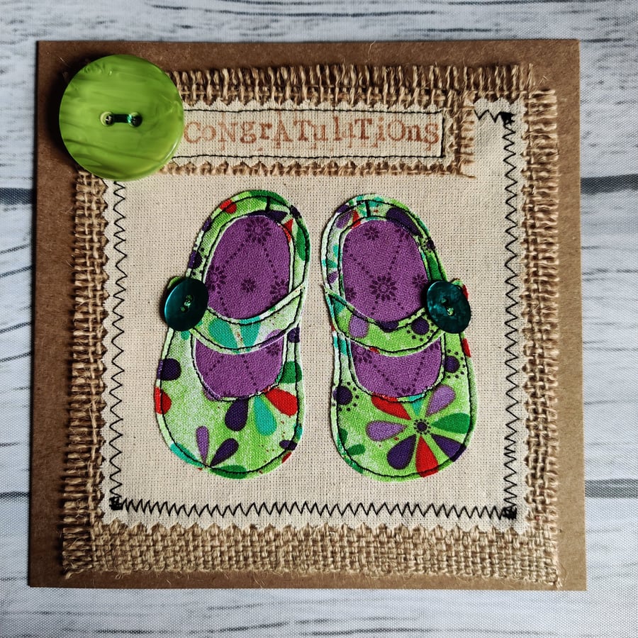 New Baby fabric, applique, free motion machine embroidery cards 