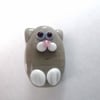 handmade lampwork glass bead, grey cat