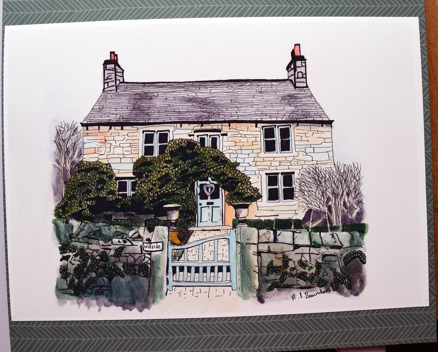 Country Cottage A4 Giclee Print of Original Pen and Ink Drawing Architecture