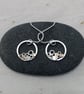 Recycled Sterling Silver Wire Earrings - Circle Cluster Drop Earrings - Image 4