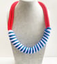 Blue Nautical Knotted Rope Statement Necklace, Chunky Statement crochet necklace - Image 5