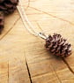 Handmade Chunky Pink Bronze Pinecone Necklace - Image 3