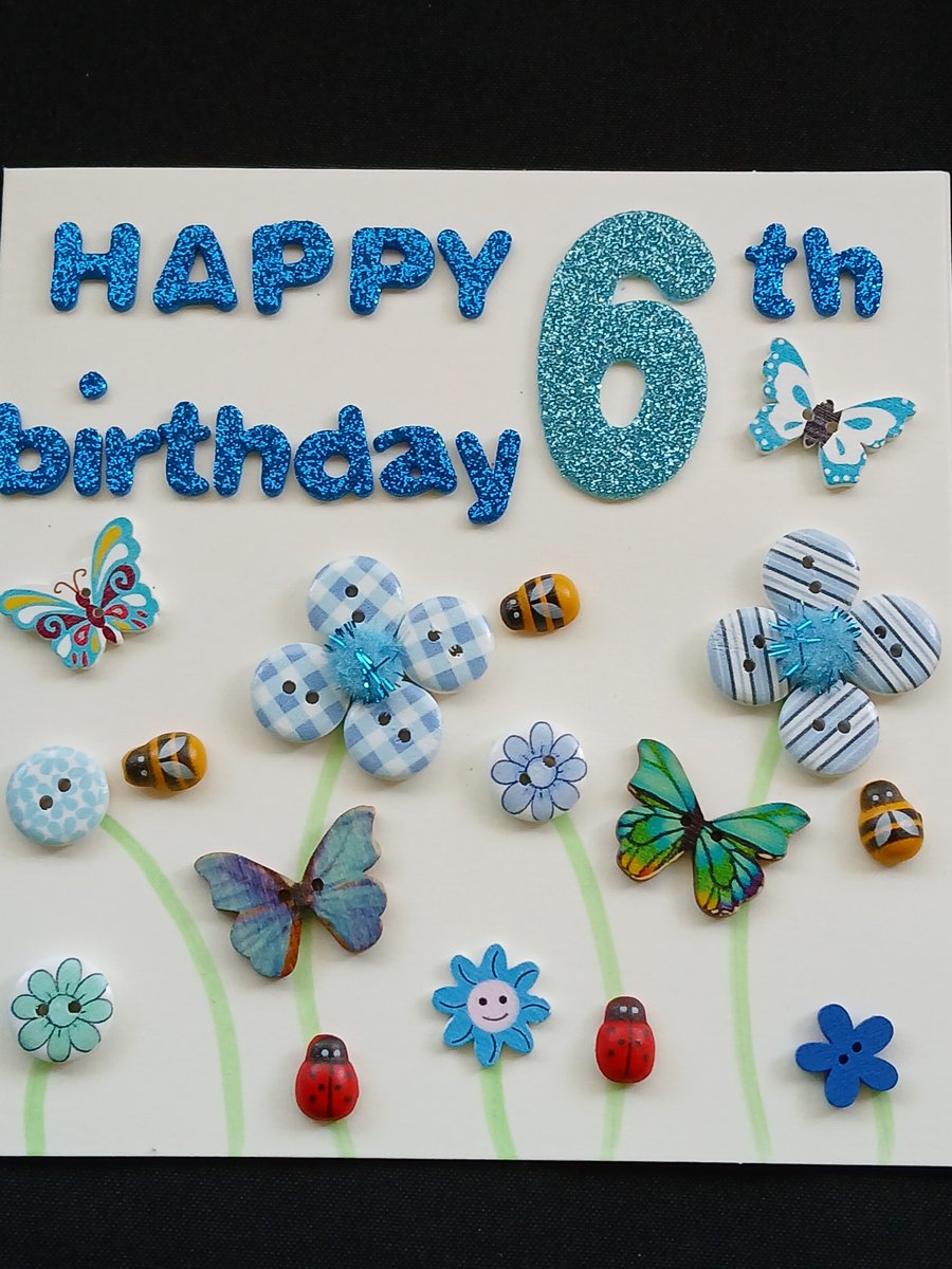 Handmade 6th birthday card 