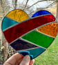 Stained Glass Patchwork Heart Suncatcher - Handing Decoration - Multi coloured - Image 2