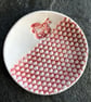 Porcelain bowl, dipping bowl honeycomb and bee red white The Porcelain Menagerie - Image 1