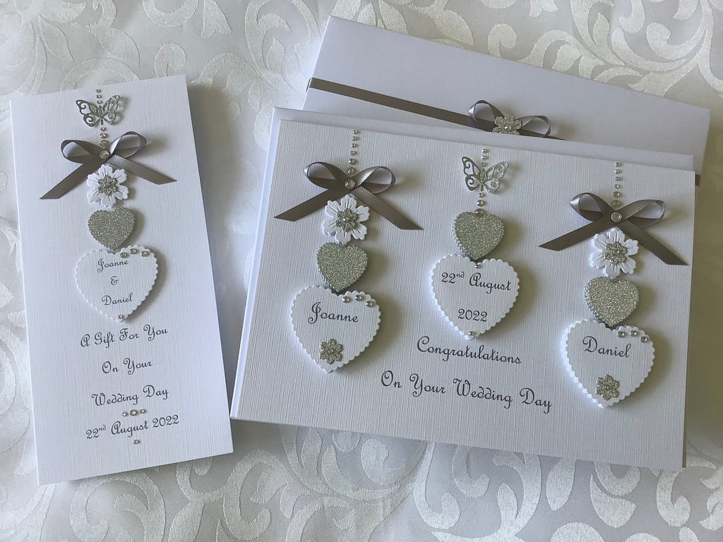 Personalised Boxed Wedding Card & Gift Voucher Wallet Set Keepsake 