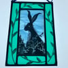 Stained glass panel of a hare