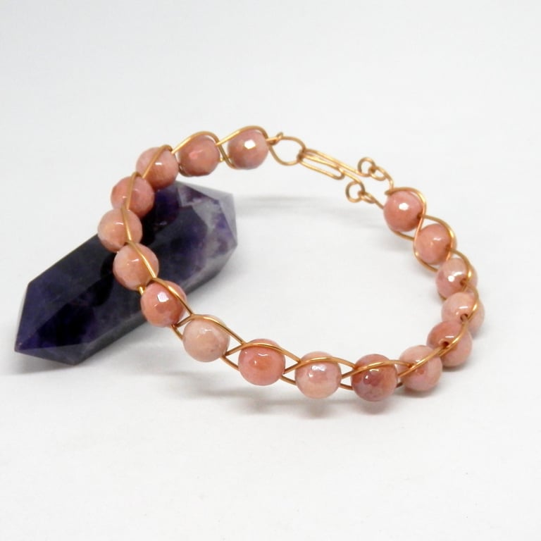 Celtic Braid Sunstone Beaded Bracelet