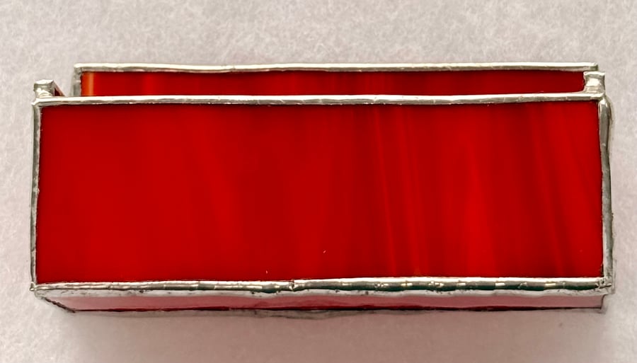 Stained glass business card holder - rich red
