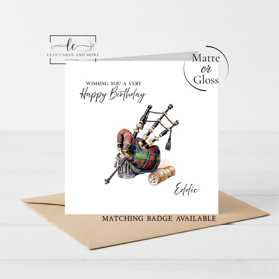 Bagpipes Happy Birthday Card