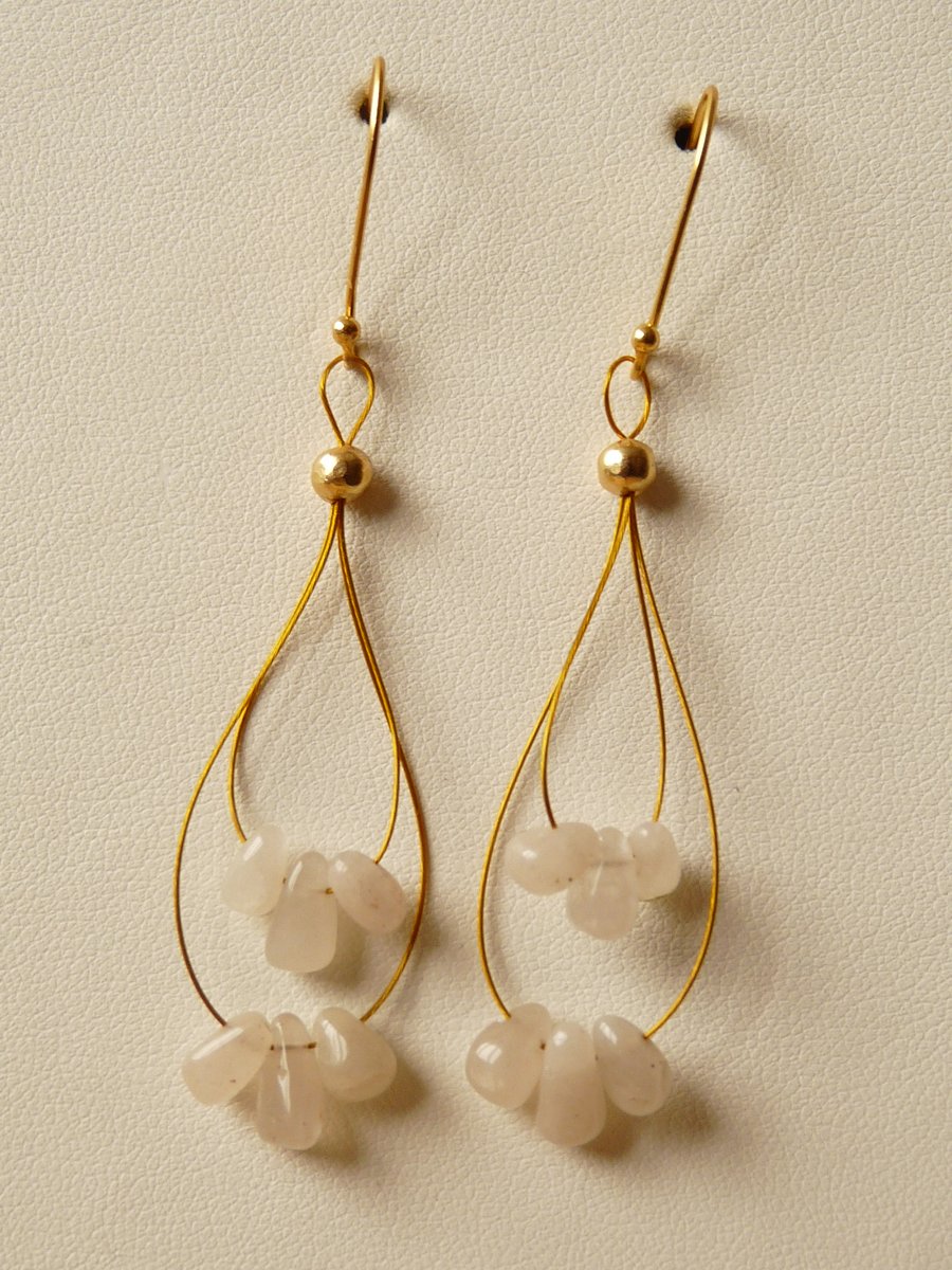 White Agate Drop Earrings - Genuine Gemstone