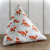 Fox Print Linen Look Triangular Pyramid Doorstop
