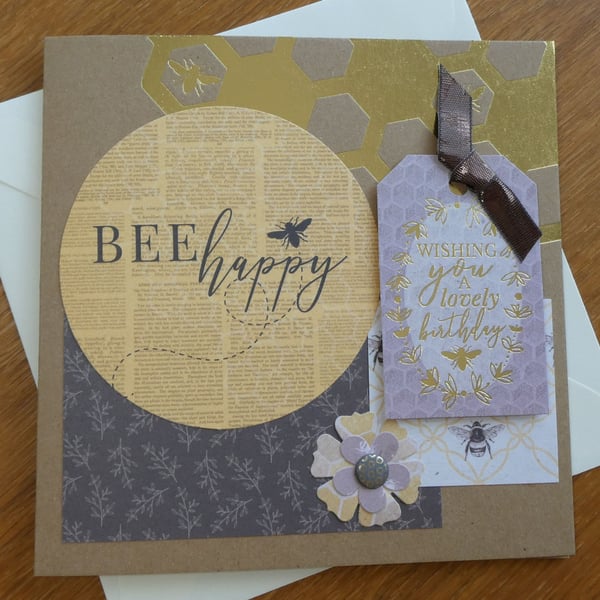 Bee Happy Birthday Card