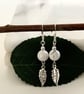 Howlite gemstone earrings with sterling silver ear wires and leaf charms