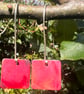 Red Square Long Dangle Earrings - Image 6