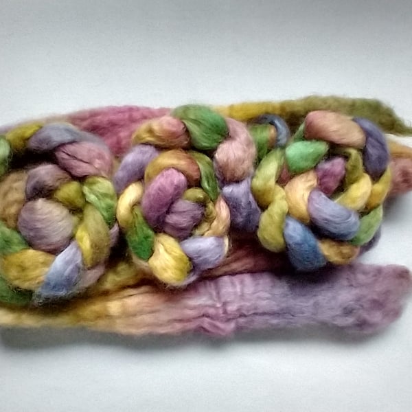 Fairy Garden Hand Dyed British Teeswater Wool Fibre