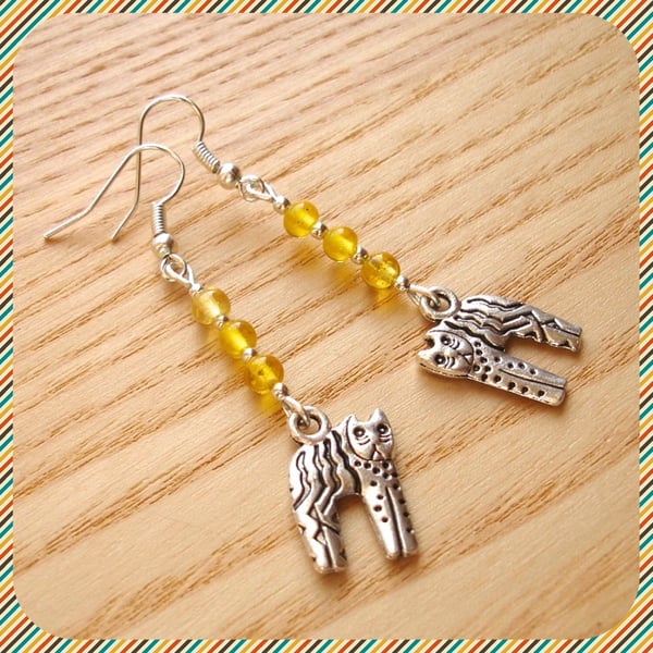 Yellow Kitty Cat Earrings