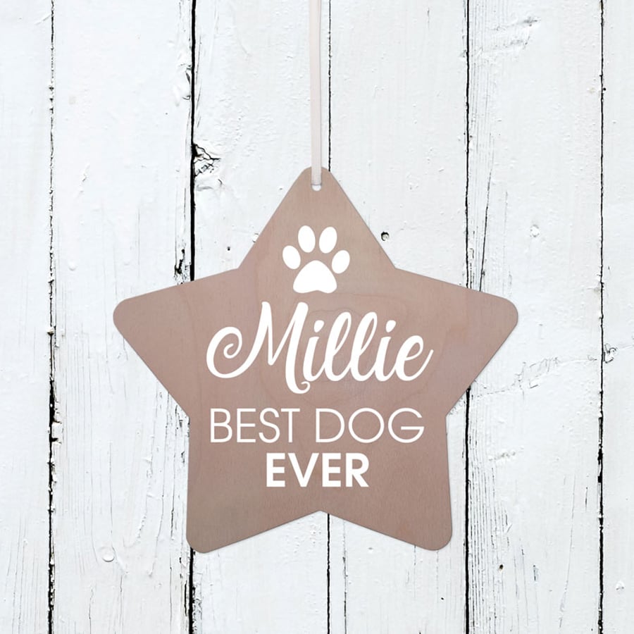 Best Dog - Personalised Star Hanging Decoration