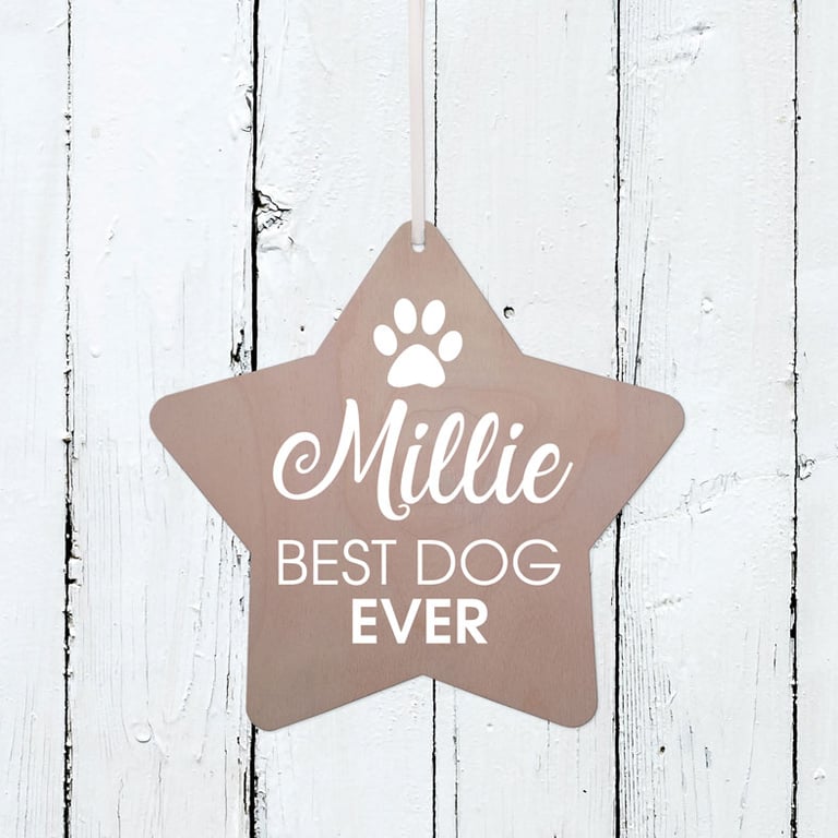 Best Dog - Personalised Wooden Star Hanging Decoration