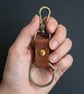 Cognac Tan Full Grain Compact Leather Snap Hook Keychain Handmade UK - Image 2