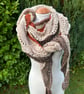 Long shallow crescent shawl oversized scarf in soft Autumn inspired wool yarn - Image 5
