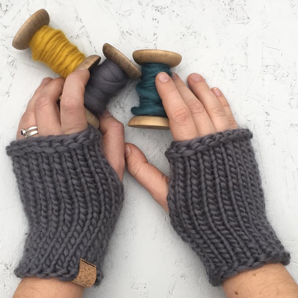 Wrist warmers - short - 7 colours, adult fingerless gloves fingerless mitts 