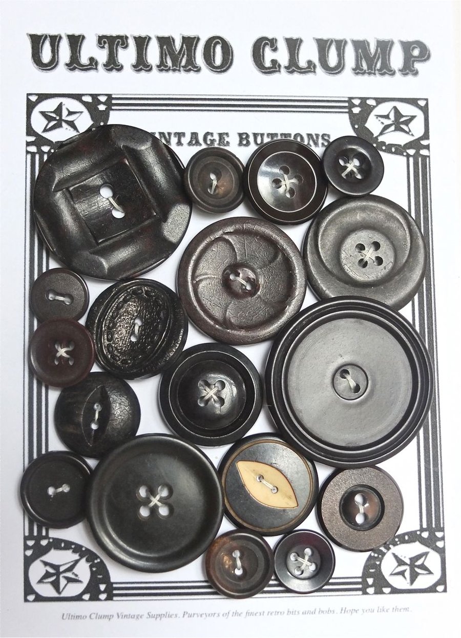 18 Vintage Earthy Brown Buttons