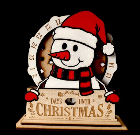 Snowman Countdown Calendar Christmas Holiday Advent Tracker Gift Kids Children 