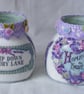 Set of 2 small floral glass posy vases