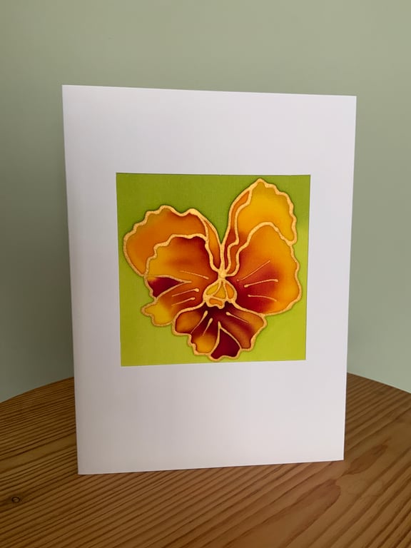 Original Hand painted silk greeting card