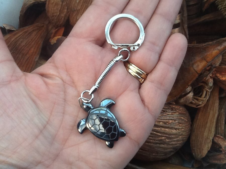 Little Haematite Gemstone Keyring, or Handbag Charm.