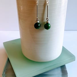 Emerald Glass Bead Earrings