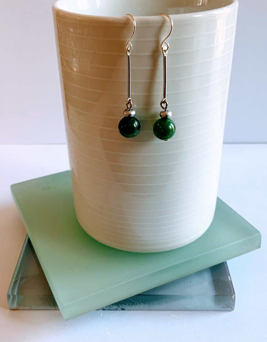 Emerald Glass Bead Earrings
