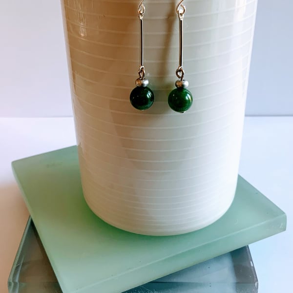 Emerald Glass Bead Earrings