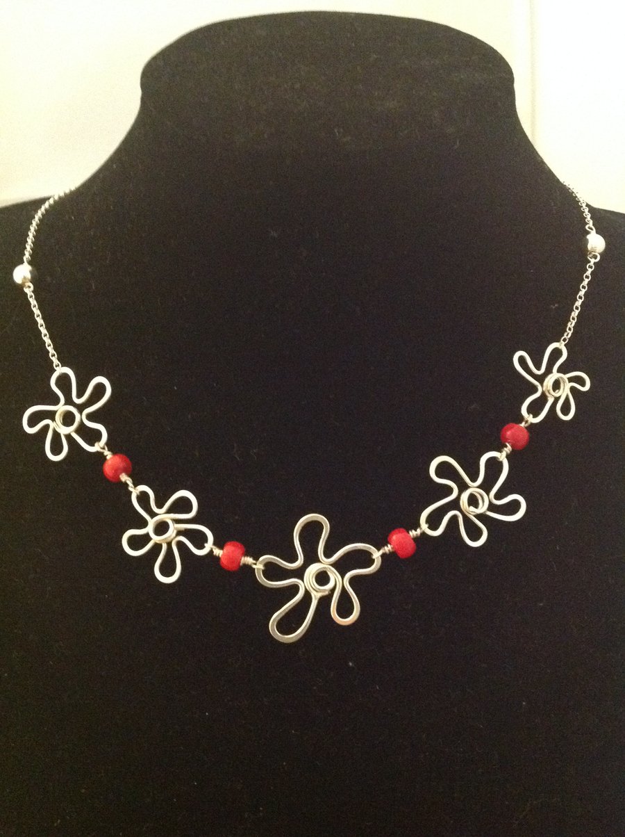Red flower necklace