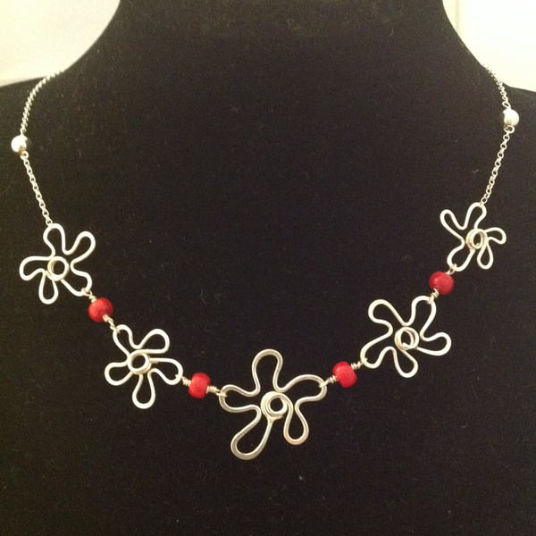 Red flower necklace