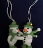 Christmas Snowball Snowmen set of two hanging decorations - Image 2