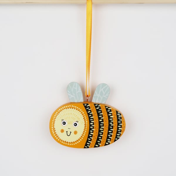 Bee hanging decoration, wooden insect ornament, cute spring decor