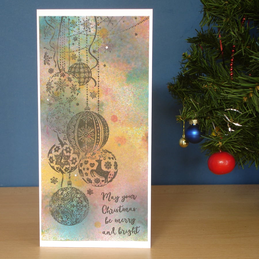 Set of Two Bauble design Christmas Cards