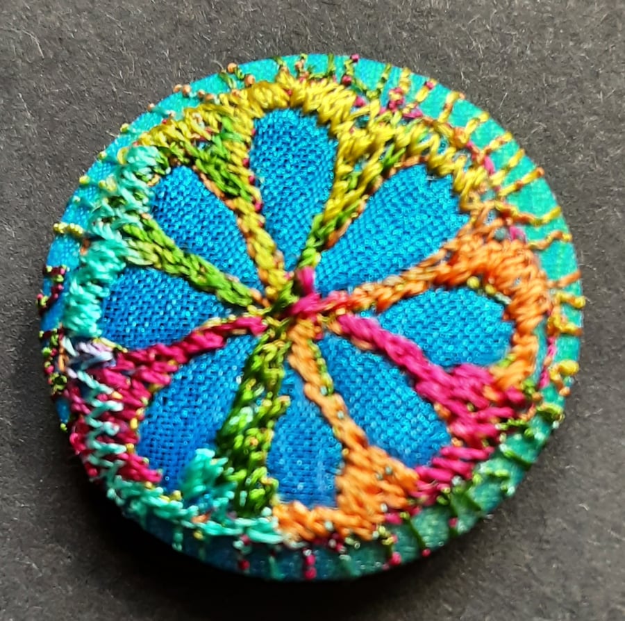 Buttons 1 inch button Hand Dyed Silks and Cottons Free Machine Embroidery Button