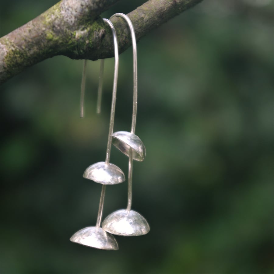 Eco Silver Bell Dangle Earrings