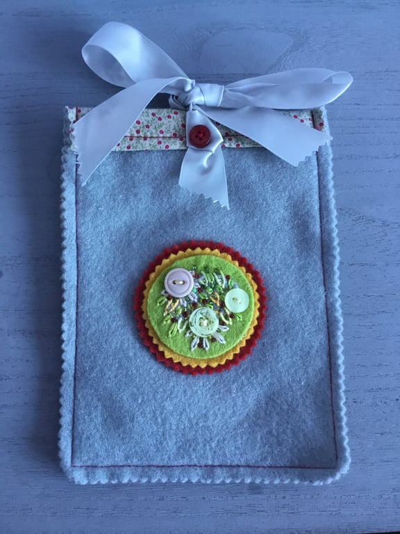 Hand Embroidered Felt Button Bag