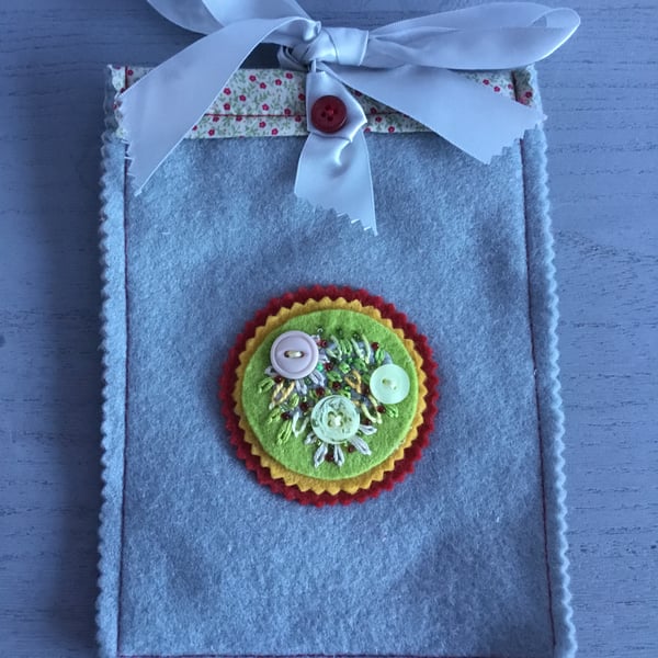 Hand Embroidered Felt Button Bag