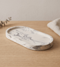 White and Grey Marbled Oval Jewellery Tray, Decorative Catchall Dish